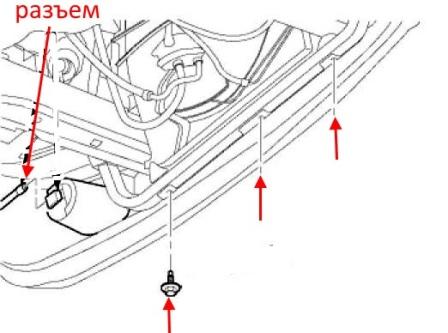 scheme of fastening of front bumper Jeep Grand Cherokee WK (2005-2010)